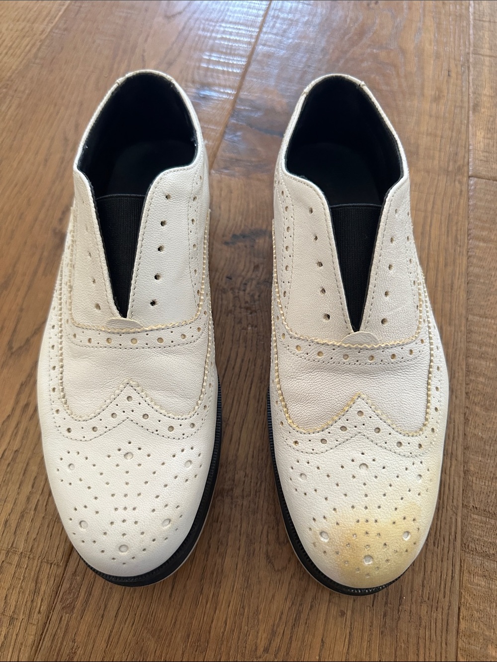 Rag and Bone Meli Leather Brogue Oxford Style Slip-On Sneaker 38 /8.5 Ivory